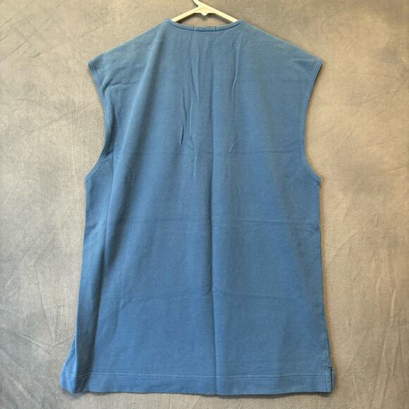 Vintage PG&E Muscle Shirt Mens Large Waffle Knit Empolyee Work Uniform Henley - Picture 2 of 8